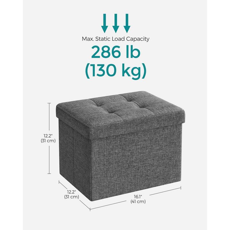 SONGMICS Small Folding Storage Ottoman Foot Rest Stool Cube Footrest 286 lb Load Capacity, 4 of 7