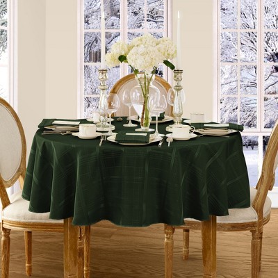 Holly Green 90" Round Polyester Plaid Tablecloth