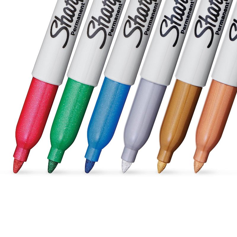 Sharpie 6pk Permanent Markers Fine Tip Metallic Multicolored, 3 of 10