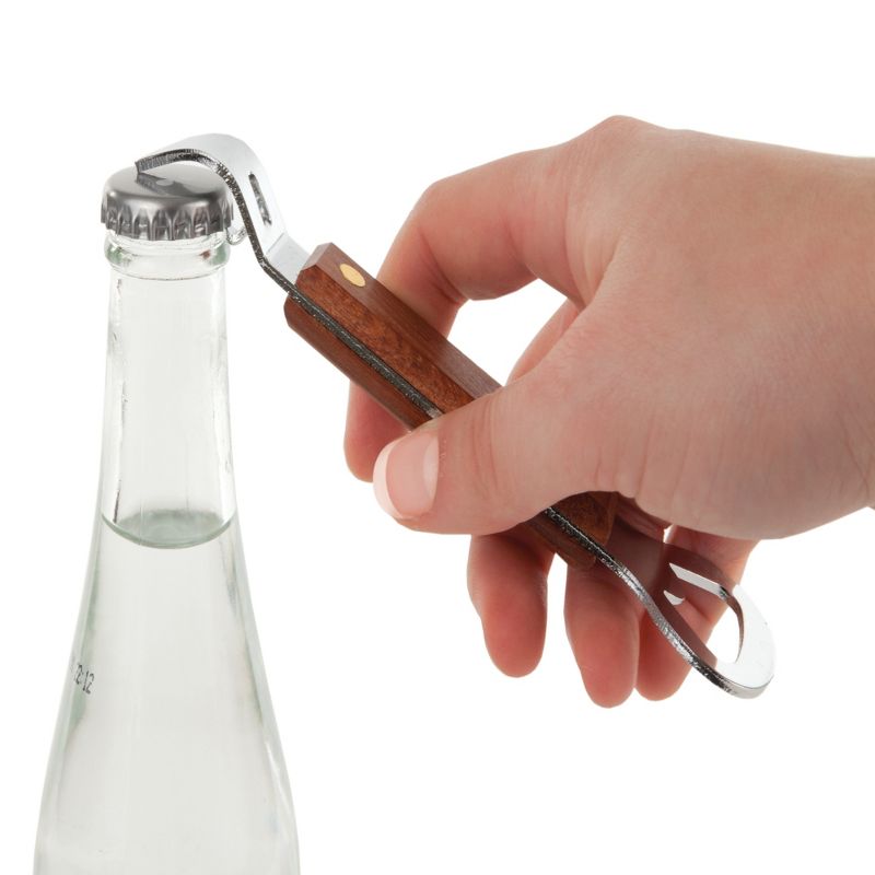 Twine Wood Handled Church Key Bottle Opener - Stainless Steel Handheld Can Punch Opener, Manual Handheld Beer Beverage Drink Bottle Opener, Brown, 2 of 4