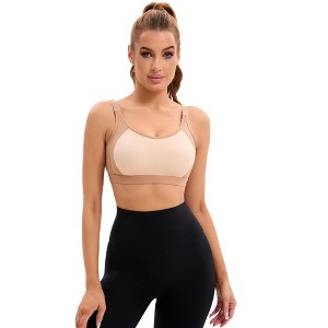 INSPIRE CHIC Women's Contrasting Colors Adjustable Straps Workout Fixed Cup U Back Sports Bras - 1 of 4