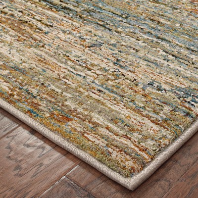 Gray and Gold Rectangular Synthetic Oriental Rug