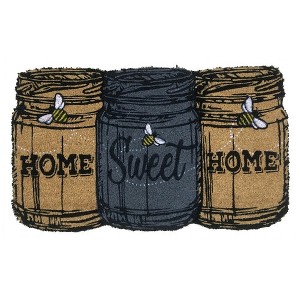 Briarwood Lane Home Sweet Home Mason Jars Coir Doormat Bees Natural Fiber Outdoor 30" x 18" - 1 of 3