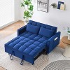 MAYEERTY Modern Velevt Loveseat Sleeper Sofa Couch Pull Out Bed with Toss Pillows Pockets for Living Room Bedroom Blue - 4 of 4