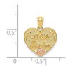 Black Bow Jewelry 14k Two Tone Gold Little Sister Heart Pendant, 15mm - 3 of 4