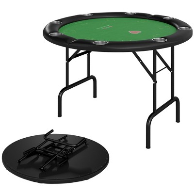 thumbnail image 2 of 71 Inch Foldable Poker Table - 8 Player Folding Table With Padded Rail & Cup Holders - Portable Texas Holdem Game Table For Home, Parties, Camping (Blue) 2 of 14