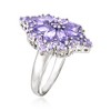 Ross-Simons 2.70 ct. t.w. Tanzanite Flower Burst Ring in Sterling Silver - 3 of 4