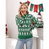 Coolmee Women's Christmas Sweaters Snowflake Reindeer Crewneck Knitted Top Long Sleeve Ugly Xmas Pullover for Holiday Party - 3 of 4