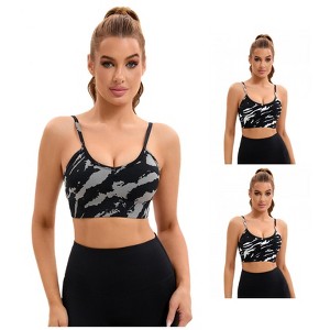 INSPIRE CHIC 3 Pcs Women's Tie-Dye Adjustable Straps U Back Wirefree Full Support Workout Sports Bras - 1 of 4