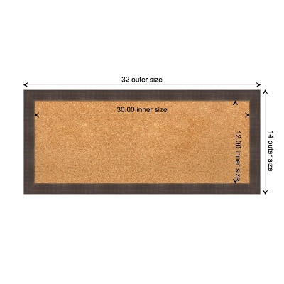 Whiskey Brown Rustic Wood Framed Grey Corkboard