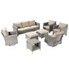 Sonkuki 8-Piece Patio Conversation Set with Swivel Rocking Chair and Side Table, Navy Blue Cushion - 2 of 4