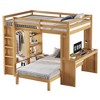 KWPZQEB Bunk Bed with Dismountable Lower Bed & Desk,  Solid Wood High Loft Bed Frame with Storage Shelves & Wardrobe for Bedroom, Easy Assembly - 4 of 4