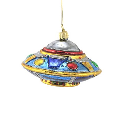 Huras 3.5" Multi-Colored Ufo Ornament Space Alien Nasa Ship  -  Tree Ornaments