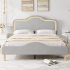 Upholstered LED Bed Frame with Adjustable Headboard & Footboard, Velvet Princess Platform Bed for Kids/Girls, Easy Assembly - 3 of 4