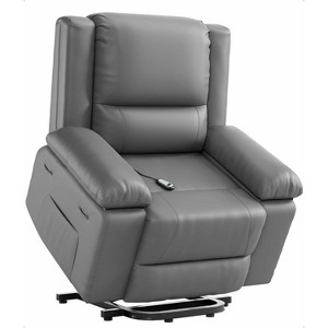 Spacious Oversized Electric Power Lift Recliner - Faux PU Leather with Heat & Massage, Adjustable Reclining Design, Ideal for Elderly - 1 of 4
