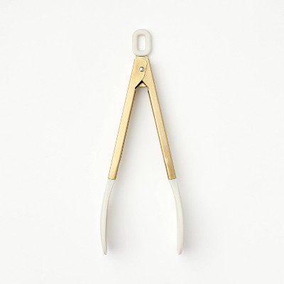 9" Stainless Steel and Silicone Tongs Champagne - Figmint™