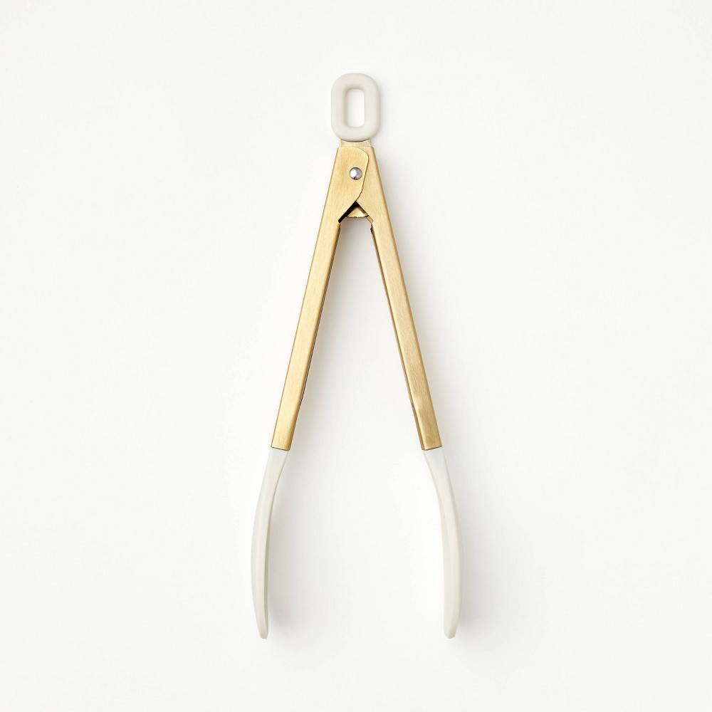 9" Stainless Steel Tongs with Silicone Champagne Light Gold - Figmint™: Kitchen Cooking & Salad Utensil
