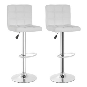 FDW Bar Stool Set of 2 Bar Stools Adjustable Height Swivel Counter Stools with PU Leather Seat and Chrome-Plated Metal Frame Bar Chairs - 1 of 4