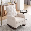 Upholstered Rocking Chair With Padded Seat And Solid Wood Base,Comfortable Linen Rocker Office Rocking Armchair,Living Room Chair-Cuddlewood - 3 of 4