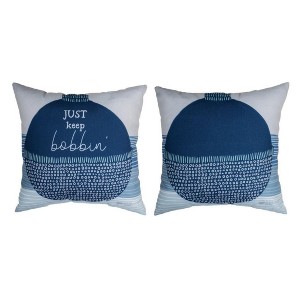 Manual Woodworkers & Weavers Humorous Outdoor Pillow – Nautical Bobber Theme, 18-Inch - 1 of 3
