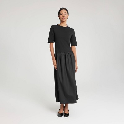 Women's Short Sleeve Midi A-Line Dress - A New Day™ Black M