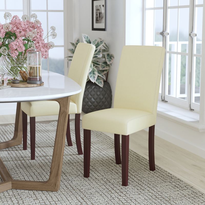 Flash Furniture Traditional LeatherSoft Upholstered Panel Back Parsons Dining Chairs, 3 of 12