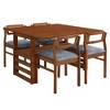 GDFStudio Merle Modern 5 Piece Fabric Upholstered Rubber Wood Dining Set with Extendable Square Table，Brown - 2 of 4