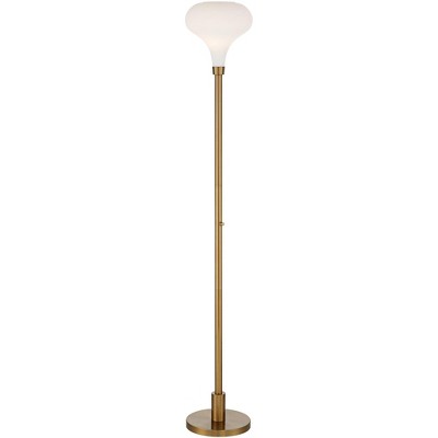 Possini Euro Design Possini Euro Cecil Warm Gold and Opal Glass Torchiere Floor Lamp