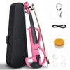 TopComfy 4/4 Bunnel Edge Silent Violin Set with Case Bow Rosin Headphone Connecting Line for Kids Adult Musicians, Pink, 31.89"*11.02"*5.51" - 2 of 4