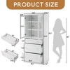 70.1" Modern High Freestanding Tall Bathroom Cabinet with 2 Adjustable Shelves, 3 Drawers, Soft Close Glass Doors - Leovsnove - 3 of 4
