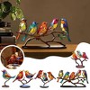 1Pc Birds on Branch, Colorful Acrylic Birds Desktop Ornaments Modern Style Home Decorations for Living Room Bedroom Office(5 Birds) - 3 of 4
