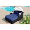 Oversart 79.9" Outdoor Sunbed With Adjustable Canopy, Double Lounge, Pe Rattan Daybed, Black Wicker And Blue Cushion - 3 of 4