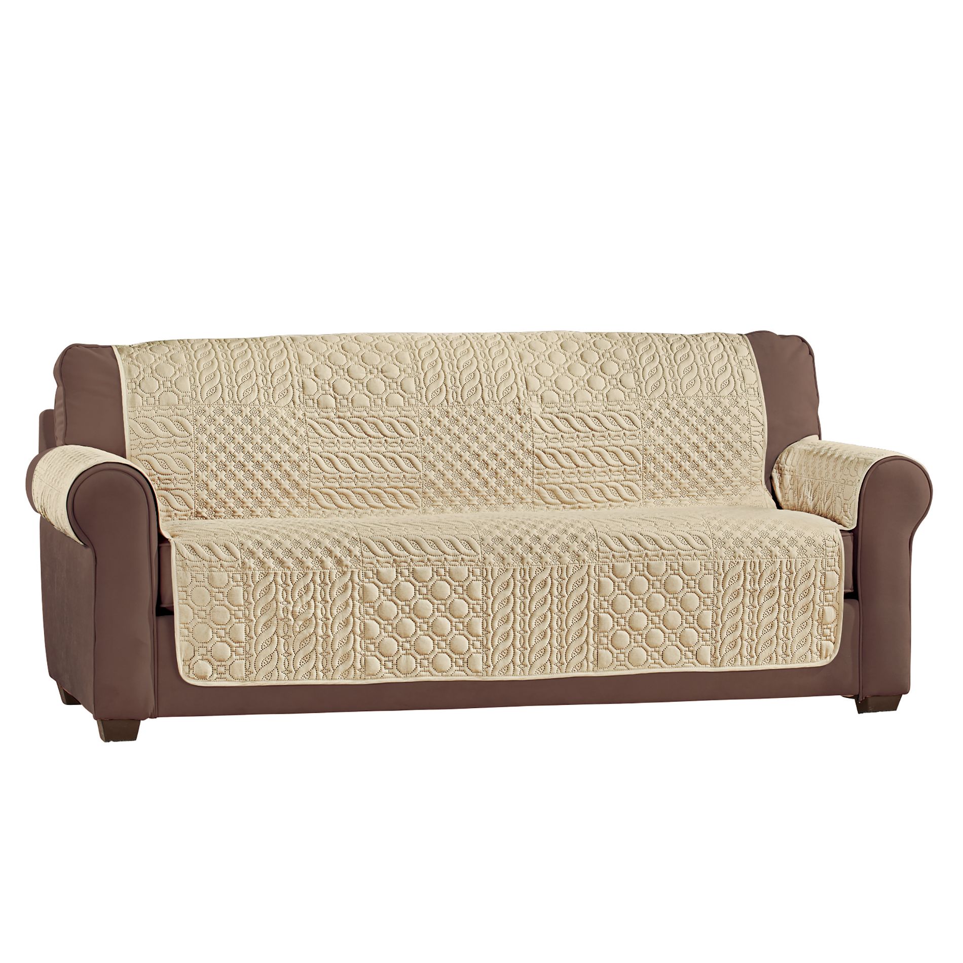 Collections Etc Pinsonic Patchwork Quilted Furniture Cover Sofa Beige