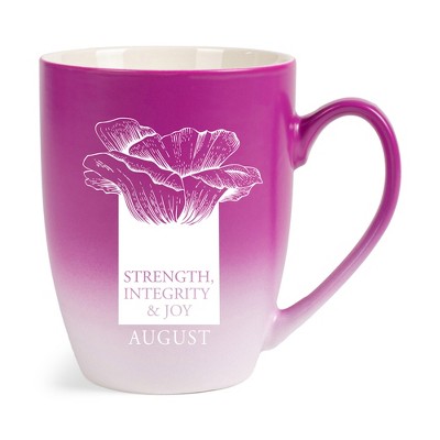 Elanze Designs Strength Integrity And Joy Two Toned Ombre Matte Pink and White 12 ounce Ceramic Stoneware Coffee Cup Mug
