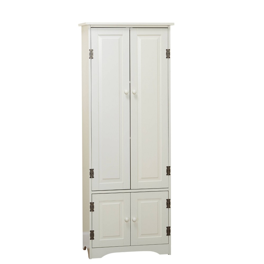 Photos - Kitchen System Extra Tall Antique Cabinet White - Buylateral: Sturdy Wood Composite, Adju