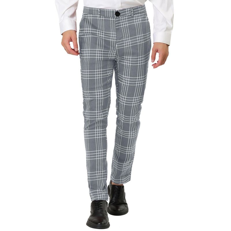 Lars Amadeus Men's Dress Plaid Formal Slim Fit Printed Business Checked Trousers, 1 of 7