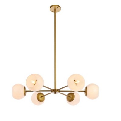 Elegant Lighting Briggs 30 inch pendant in brass with white shade