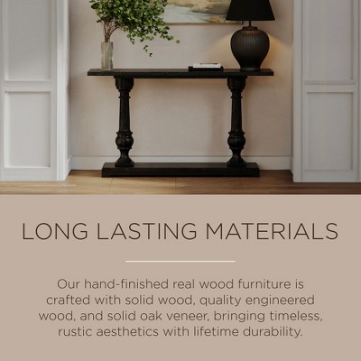 Arthur 60" Antiqued Black Solid Wood Console Table with Storage
