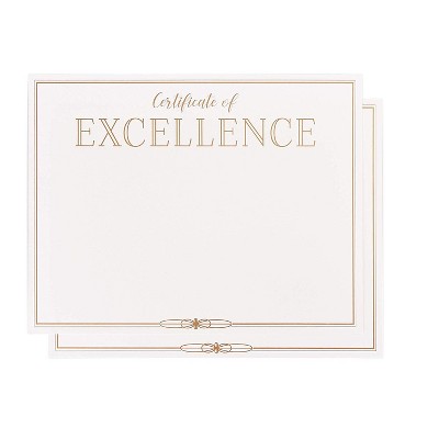 Best Paper Products 48-Pack Gold Foil Certificates of Excellence Award Paper Sheets, A4 Letter Size 8.5 x 11 in