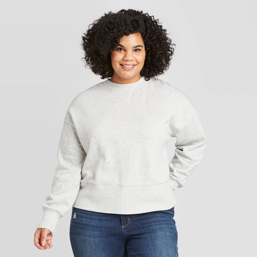Women's Plus Size Mock Turtleneck Pullover Sweatshirt - Universal Thread Light Gray 3X was $22.99 now $16.09 (30.0% off)