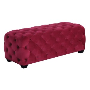 Gabrielle Tufted Ottoman Cranberry - Picket House Furnishings, Red