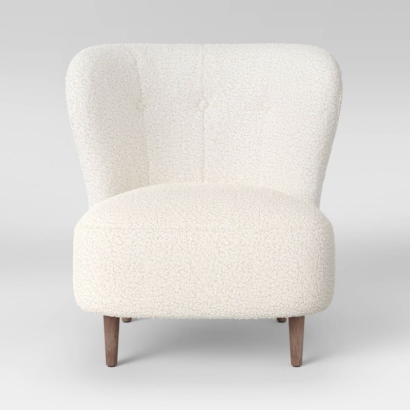Maxton Modern Faux Sherling Wingback Chair White - Threshold&#8482;, 4 of 10