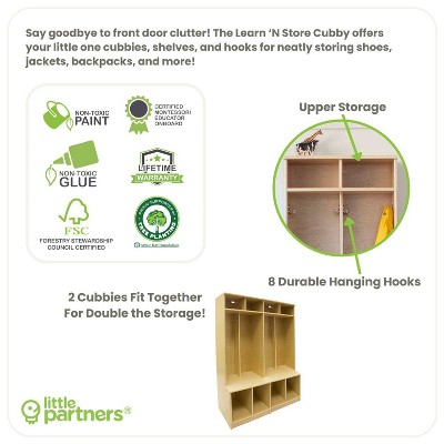 Premium Ivory Wooden Kids' Cubby with Storage Bins