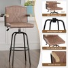 VECELO Bar Stools with Backs & Arms Set of 2, Counter Height Barstools Set with Tufted Upholstery & Footrest Ring, White/Brown - 4 of 4