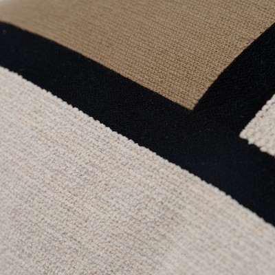 20"x20" Dark Green and Beige Cotton Color Block Square Throw Pillow