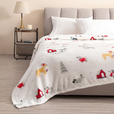 Great Bay Home Velvet Plush Fleece Holiday Printed Warm and Cozy Bed Blanket