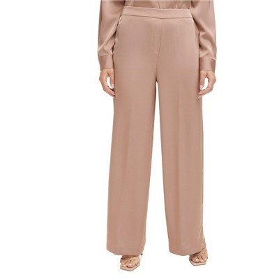 Calvin Klein Womens Pull On Satin Wide Leg Relaxed Casual Pants
