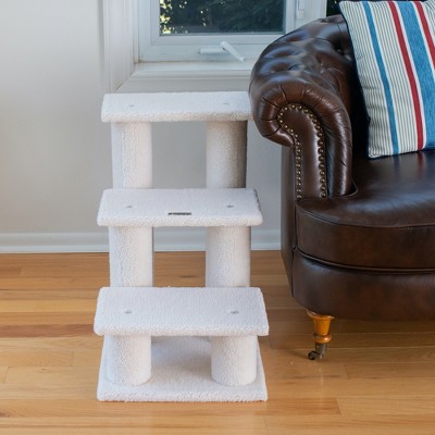 Ivory Faux Fleece 25" High Cat and Dog Steps