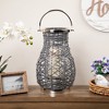 Northlight Woven Iron Pillar Candle Lantern with Glass Hurricane - 16.25" - Gray - 2 of 4