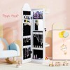 Tangkula 3 In 1 Kids Jewelry Cabinet w/3-Color Lighted Full Length Mirror Clothes Rack - 3 of 4